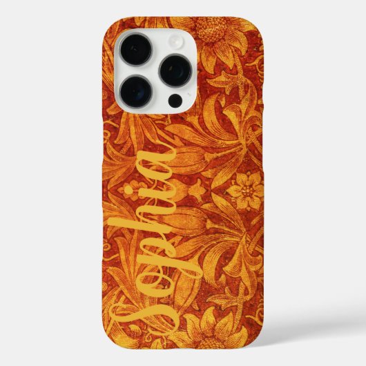 フラワー レッド＆ゴールデン イエロー Wm Morris 名前を追加 Case-Mate iPhoneケース (裏面)