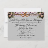 フラワー、レース&ホースシューズ、パープルリボン ウェディング (裏面)