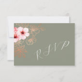 フラワー ローズゴールド ウェディング RSVP (裏面)