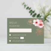 フラワー ローズゴールド ウェディング RSVP (スタンド正面)