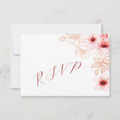 フラワー ローズゴールド 結婚式 RSVP (裏面)