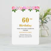 フラワー+ローレルの葉 40歳、60歳の誕生日 招待状 (スタンド正面)