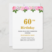フラワー+ローレルの葉 40歳、60歳の誕生日 招待状 (正面)