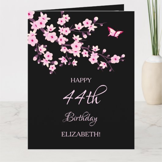 フラワー 桜の花 ハッピーバースデー カード (正面)