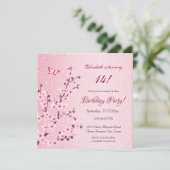 フラワー 桜 ピンクの輝き 誕生日 招待状 (スタンド正面)