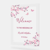 フラワー 桜 透明 結婚式 ウェルカム アクリルサイン (傾斜)