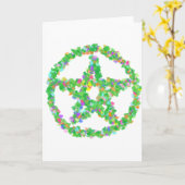 フラワー&葉星形五角形 カード (黄色い花)