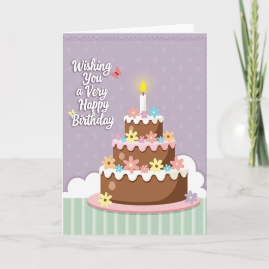 フラワー 誕生日ケーキのバースデーカード カード (正面)