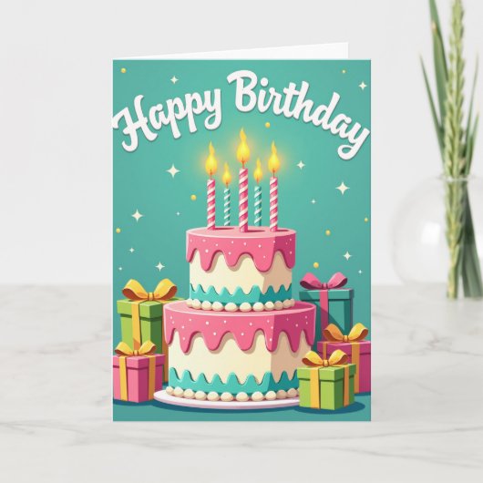 フラワー 誕生日パーティーカード カード (正面)