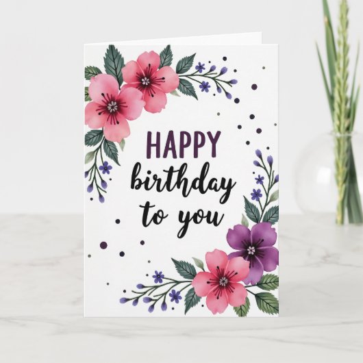 フラワー 誕生日 ご挨拶カード カード (正面)