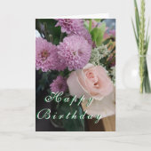 フラワー 誕生日 グリーティングカード 折りたたみ式 (正面)