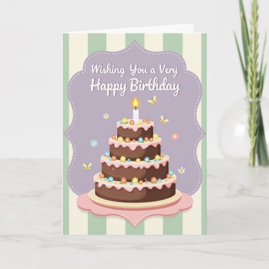 フラワー 誕生日 ケーキ カード (正面)