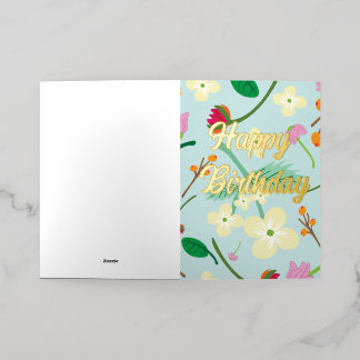 フラワー 誕生日 箔グリーティングカード