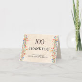 フラワー 100歳の誕生日おめでとう - エレガントな野の花 サンキューカード (正面)