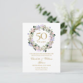 フラワー 50周年 結婚記念日 Save the Date 案内ポストカード (スタンド正面)