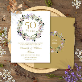 フラワー 50周年 結婚記念日 Save the Date 案内ポストカード
