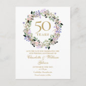 フラワー 50回目の結婚記念日 Save the Date ポストカード (正面)