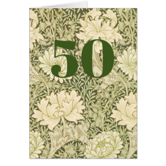 フラワー 50歳の誕生日折りたたみグリーティングカード