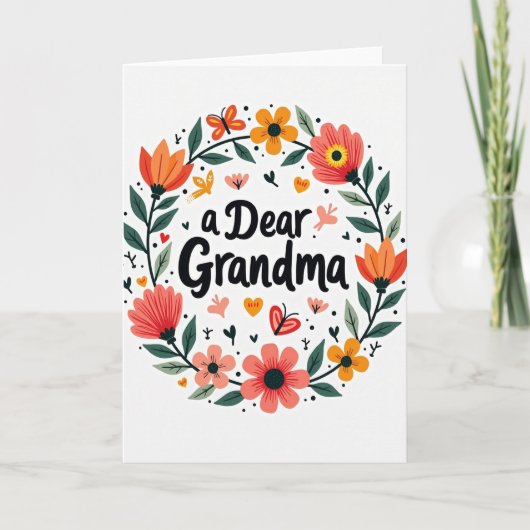 フラワー Dear Grandma カード (正面)