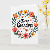 フラワー Dear Grandma カード (黄色い花)