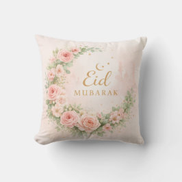 フラワー Eid Mubarak - ブラッシュピンクのイスラム教ギフト f クッション