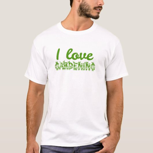 フラワー "I Love Gardening" タイポグラフィー Tシャツ (正面)