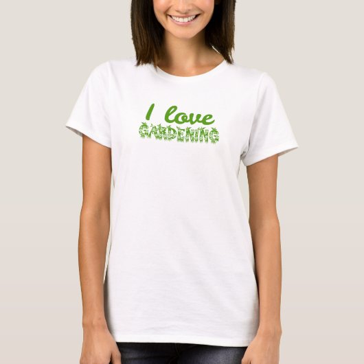 フラワー "I Love Gardening" タイポグラフィ Tシャツ (正面)