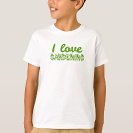 フラワー "I Love Gardening" タイポグラフィ Tシャツ