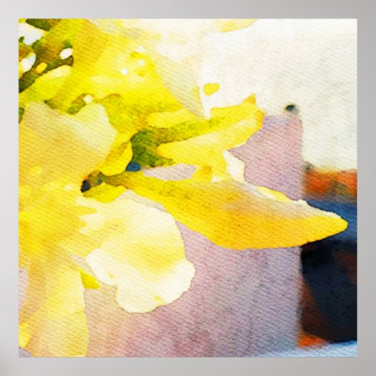 *~*フラワーAP10イエローピーチ水彩フラワー ポスター (正面)