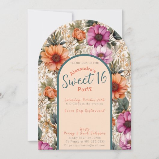 フラワーSweet Sixteen招待状 招待状 (正面)