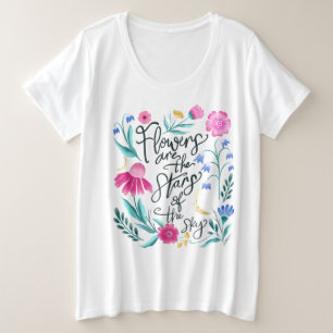 フラワーTシャツ プラスサイズTシャツ