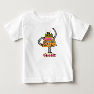 フランキーロボット、オレンジ色の白 ベビーTシャツ