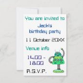 フランキーロボット、白地に緑 招待状 (裏面)