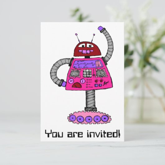 フランキー・ロボット： 白地にピンク 招待状 (スタンド正面)