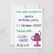 フランキー・ロボット: 白地にピンク 招待状 (裏面)