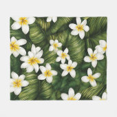 フランギパニの花 フリースブランケット (正面(横))