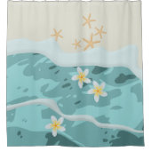 フランギパニスのビーチ波でスターフィッシュに出会う シャワーカーテン (正面)