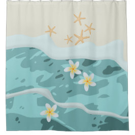 フランギパニスのビーチ波でスターフィッシュに出会う シャワーカーテン