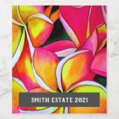 フランギパン花の水彩フローラアートワインラベル ワインラベル (シングルラベル)