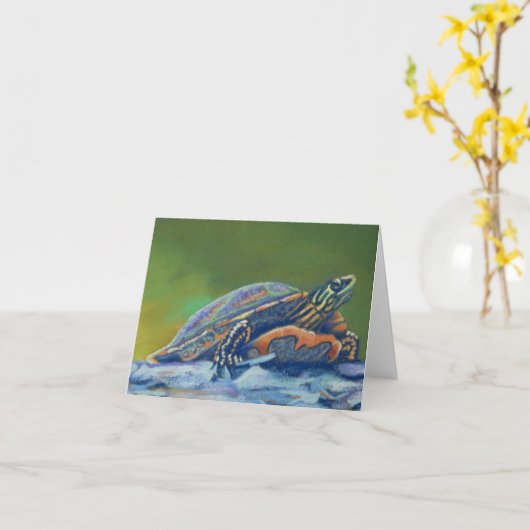 フランクのカメのクローズアップ カード (黄色い花)