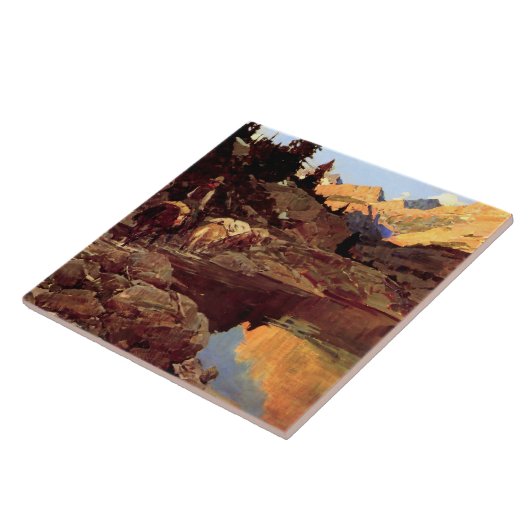 フランクテニージョンソンウェスタンアート"マウンテンレイク" タイル (側面)