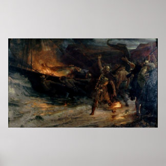 フランクバーナード・ディクシーによるバイキングの葬儀 ポスター