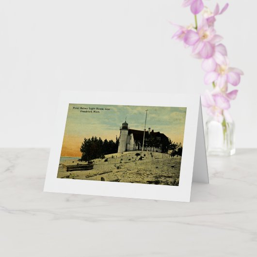 フランクフォートミシガンの近くのポイントベッセイライトハウス 箔グリーティングカード (蘭)