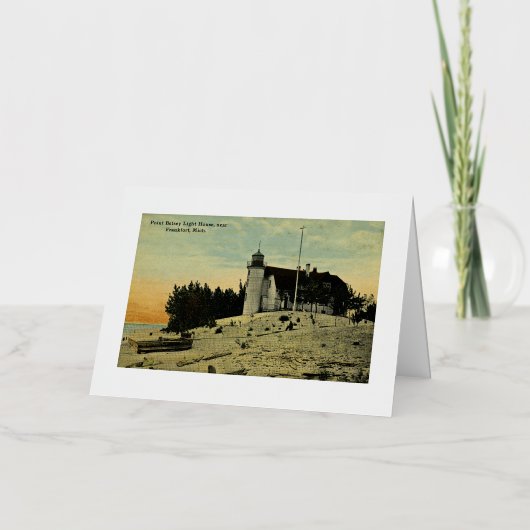 フランクフォートミシガンの近くのポイントベッセイライトハウス 箔グリーティングカード (正面)