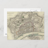 フランクフルトのヴィンテージの地図(1837年) ポストカード (正面/裏面)