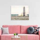 フランクフルトの灯に大波が押し入る キャンバスプリント (インサイチュ (リビング))