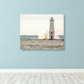 フランクフルトの灯に大波が押し入る キャンバスプリント (インサイチュ (ウッドフロア))