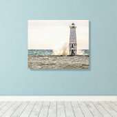 フランクフルトの灯に大波が押し入る キャンバスプリント (インサイチュ (ウッドフロア))