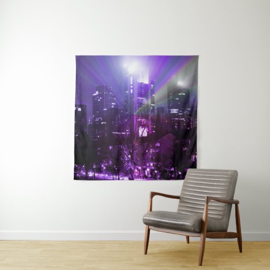 フランクフルトアムメインのシティライトパープル タペストリー (インサイチュ)