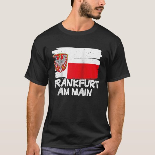 フランクフルトクールアムメイン国旗ラグラン野球 Tシャツ (正面)